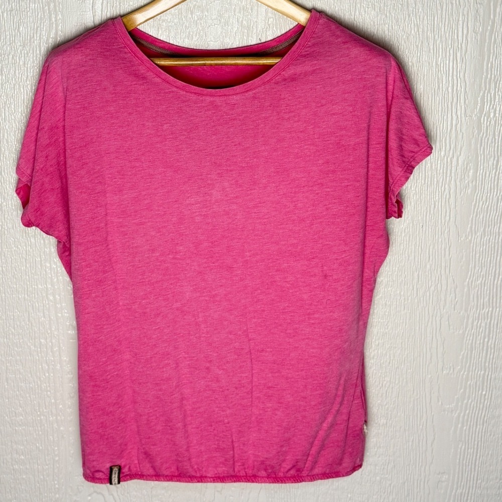 Naketano The Poets Choice Pink Short Sleeve Elastic Hem Blouson Top Small